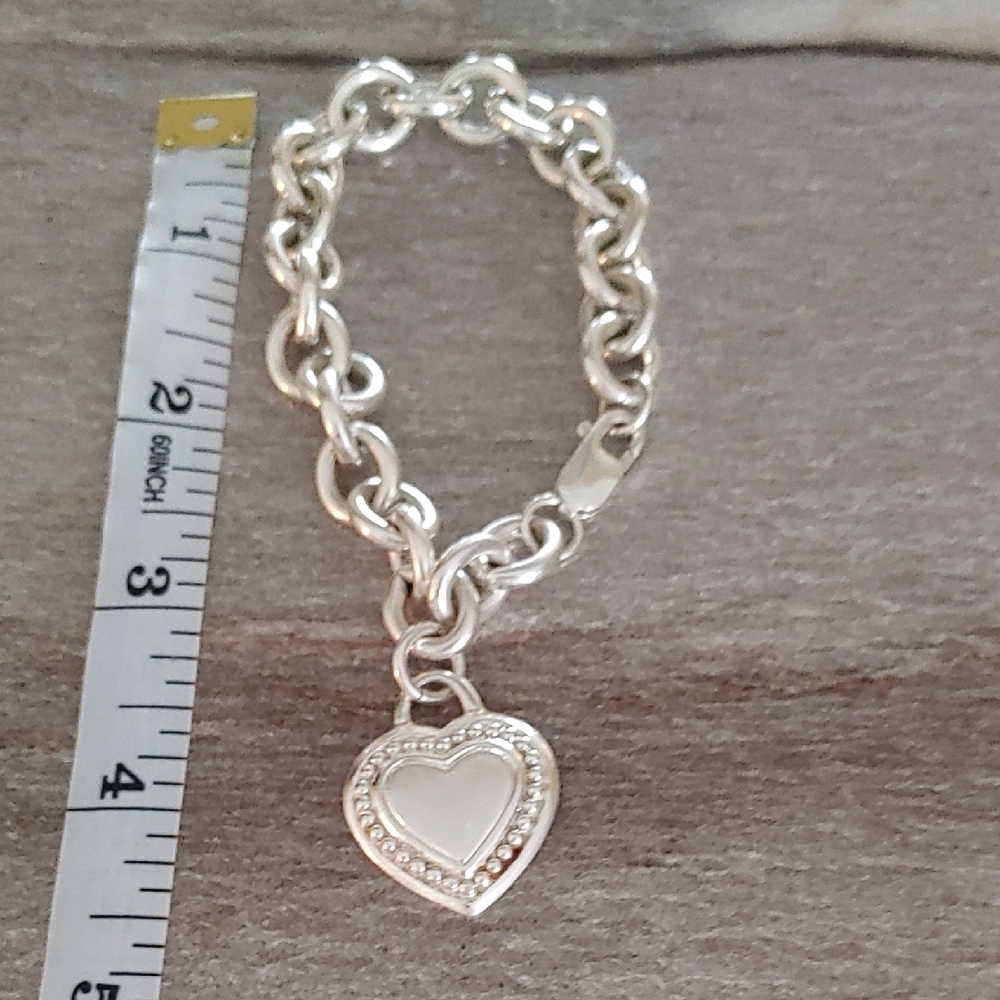 Judith Ripka Silver Heart Charm Link Bracelet